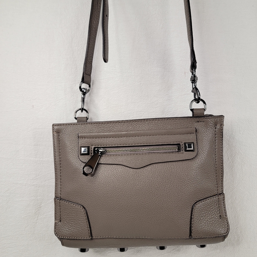 Rebecca Minkoff Avery Crossbody Bag Taupe Leather Gunmetal Hardware